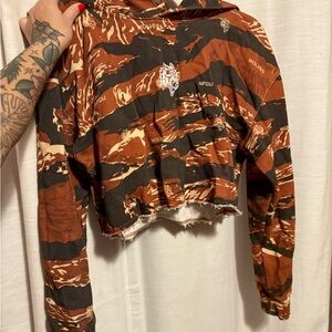 Darc Sport Brown and Black Cropped Hoodie